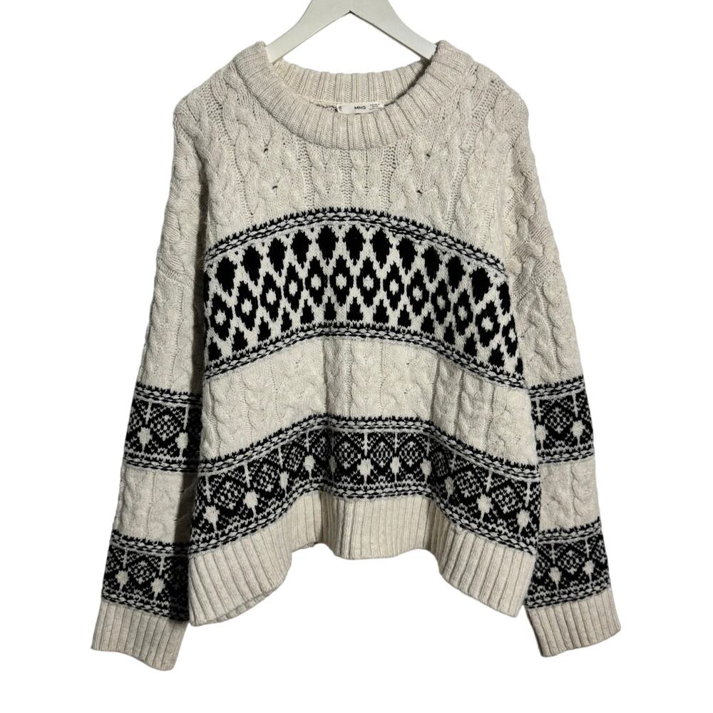 Mango Cream and Black Patterned Sweater